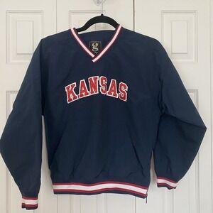 Kansas Jayhawks Gear For Sports Windbreaker Youth Large Blue  Pullover Vintage